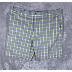Adidas Mens Size 40 Gray Chino Shorts Flat Front Yellow Plaid Golf
